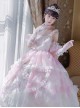 Gorgeous Retro Tea Party Simulation Flower Suspenders Pink Irregular Printing Irregular Hem Design Classic Lolita Sleeveless Dress