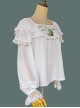 Solid Color Embroidered Doll Collar Puff Sleeve Bottom Classic Lolita Chiffon Long Sleeve Shirt
