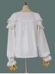 Solid Color Embroidered Doll Collar Puff Sleeve Bottom Classic Lolita Chiffon Long Sleeve Shirt