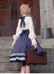 Eternal Crest Series Halter High Waist Striped Lace Ruffle Hem Bowknot Decorated School Lolita Skirt