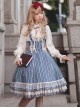 Eternal Crest Series Halter High Waist Striped Lace Ruffle Hem Bowknot Decorated School Lolita Skirt