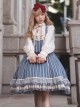 Eternal Crest Series Halter High Waist Striped Lace Ruffle Hem Bowknot Decorated School Lolita Skirt