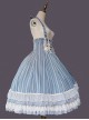 Eternal Crest Series Halter High Waist Striped Lace Ruffle Hem Bowknot Decorated School Lolita Skirt