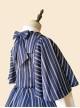 Eternal Crest Series Cropped Preppy Lapel Striped School Lolita Cloak Coat