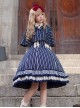 Eternal Crest Series Cropped Preppy Lapel Striped School Lolita Cloak Coat