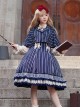 Eternal Crest Series Cropped Preppy Lapel Striped School Lolita Cloak Coat