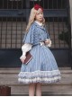 Eternal Crest Series Cropped Preppy Lapel Striped School Lolita Cloak Coat