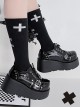 Night Stalker Series Round Toe Patent Leather Lace-Up Heart Zip Decorative Design Punk Lolita Platform Shoes