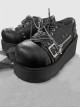 Night Stalker Series Black Lace-Up Matte Pu Sweet Cool Round Toe Punk Lolita Platform Shoes