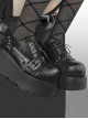 Night Stalker Series Black Lace-Up Matte Pu Sweet Cool Round Toe Punk Lolita Platform Shoes