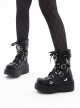 Ghost Rider Series Black Round Head Autumn Winter High Heel Skull Lace Up Punk Lolita Martin Boots