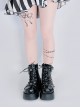 Night Stalker Series Thick Sole Spring Autumn PU Patent Leather Round Toe Metal Chain Decorated Punk Lolita Martin Boots