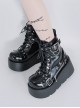 Night Stalker Series Thick Sole Spring Autumn PU Patent Leather Round Toe Metal Chain Decorated Punk Lolita Martin Boots