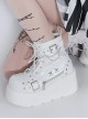 Night Stalker Series Thick Sole Spring Autumn PU Patent Leather Round Toe Metal Chain Decorated Punk Lolita Martin Boots