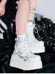 Night Stalker Series Thick Sole Spring Autumn PU Patent Leather Round Toe Metal Chain Decorated Punk Lolita Martin Boots