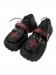 Solid Color Daily Round Head Contrast Color Crucifix Halloween Sweet-Cool Punk Lolita Mid-Heel Platform Shoes