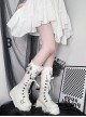 Black Tall Tube Handsome Metal Chain Love Decoration Round Head High-Heeled Autumn Punk Lolita Martin Boots