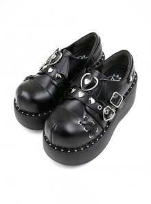 Crescent Bat Series Solid Color Love Bat Wings Decorated With Round Toe High-Heeled Halloween Punk Lolita Platform Shoes