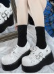 Crescent Bat Series Solid Color Love Bat Wings Decorated With Round Toe High-Heeled Halloween Punk Lolita Platform Shoes