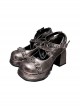 Solid Color Chunky Heel Pentagram Metal Chain Round Toe Elegant Daily Punk Lolita High Heels