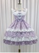 Purple Polka Dot Bow Lace Ruffle Cake Dress Classic Lolita Sleeveless Dress