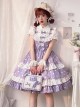 Purple Polka Dot Bow Lace Ruffle Cake Dress Classic Lolita Sleeveless Dress