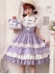 Purple Polka Dot Bow Lace Ruffle Cake Dress Classic Lolita Sleeveless Dress