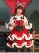 Cute Autumn Winter Christmas Long Sleeve Shirt Lace Bow Cat Ear Hair Accessories Plush Sweet Lolita Sleeveless Dress Set