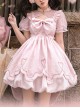 Chinese Style Cute Jacquard Hollow Bow Petal Hem Design Sweet Lolita Sleeveless Dress Set