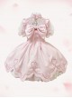 Chinese Style Cute Jacquard Hollow Bow Petal Hem Design Sweet Lolita Sleeveless Dress Set