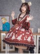 Exam Rabbit Series Red Festival Cute Bunny Print Spring Autumn Classic Lolita Long Sleeve Dress