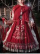 Palace Little Red Riding Hood Series Lace Ruffled Plaid Bowknot Grey Wolf Rose Embroidery Christmas Classic Lolita Dress Cloak Set