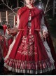 Palace Little Red Riding Hood Series Lace Ruffled Plaid Bowknot Grey Wolf Rose Embroidery Christmas Classic Lolita Dress Cloak Set