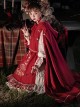 Palace Little Red Riding Hood Series Lace Ruffled Plaid Bowknot Grey Wolf Rose Embroidery Christmas Classic Lolita Dress Cloak Set