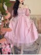 Solid Color Cutout Off Shoulder Puff Sleeve Bow Elegant Daily Classic Lolita Short Sleeve Dress