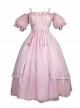 Solid Color Cutout Off Shoulder Puff Sleeve Bow Elegant Daily Classic Lolita Short Sleeve Dress