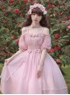 Solid Color Cutout Off Shoulder Puff Sleeve Bow Elegant Daily Classic Lolita Short Sleeve Dress
