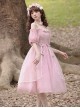 Solid Color Cutout Off Shoulder Puff Sleeve Bow Elegant Daily Classic Lolita Short Sleeve Dress