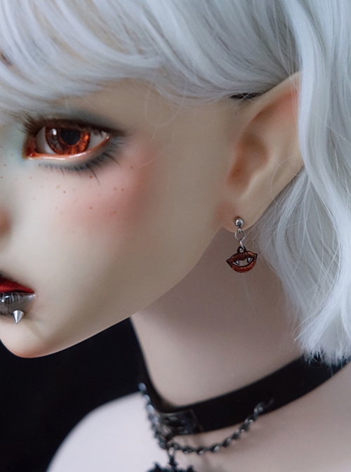 Gothic Vampire Red Lips Halloween Daily Gothic Lolita Earrings