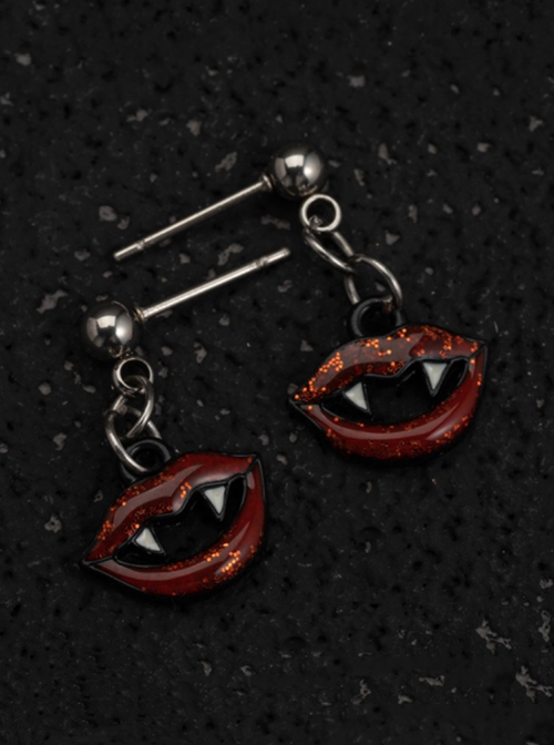 Gothic Vampire Red Lips Halloween Daily Gothic Lolita Earrings