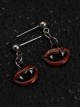 Gothic Vampire Red Lips Halloween Daily Gothic Lolita Earrings