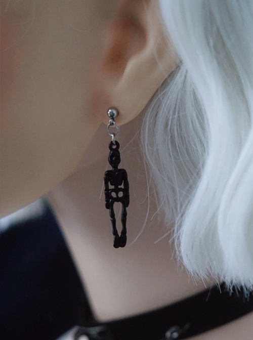 Black Skull Halloween Horror Gothic Lolita Earrings