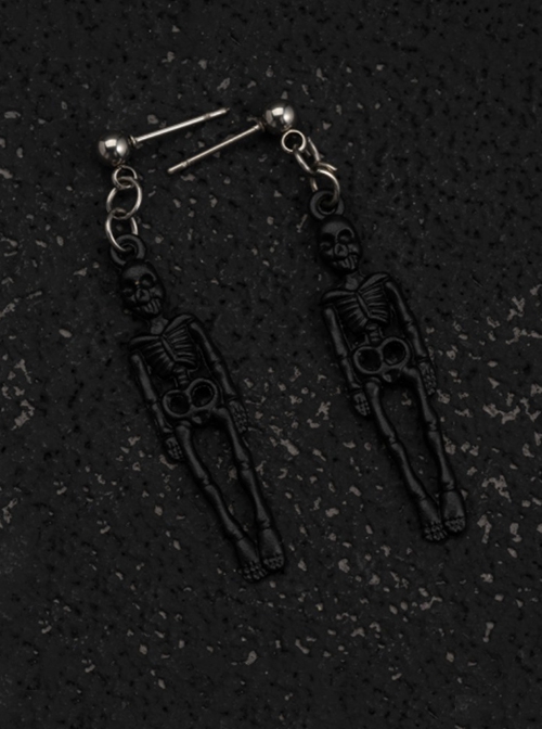 Black Skull Halloween Horror Gothic Lolita Earrings