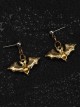 Halloween Golden Bat Simple Handsome Gothic Lolita Alloy Earrings