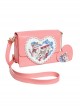 Lace Trimmed Heart Kitten Print Patent Leather Classic Lolita Shoulder Bag