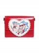 Lace Trimmed Heart Kitten Print Patent Leather Classic Lolita Shoulder Bag