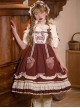 Small Acorn Series Lace Squirrel Acorn Print Striped Bow Decorative Lace Hem Sweet Lolita Sleeveless Dress