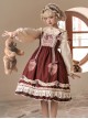 Small Acorn Series Lace Squirrel Acorn Print Striped Bow Decorative Lace Hem Sweet Lolita Sleeveless Dress