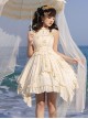 Solid Color Three-Dimensional Butterfly Embellishment Halter Detachable Daily Irregular Ruffle Hem Classic Lolita Sleeveless Dress