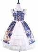 Court Retro Delicate Gold Thread Lace-Trimmed Jacquard Chiffon Ruffled Open Placket Hem Classic Lolita Sleeveless Dress